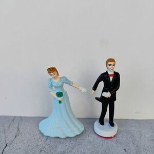 Vintage Bride and Groom Cake Toppers
